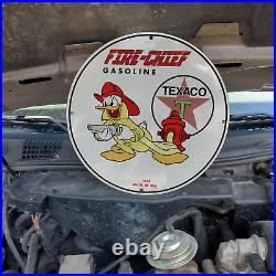 Vintage 1964 Texaco Fire-Chief Gasoline Fuel Porcelain Gas & Oil Pump Sign