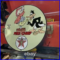 Vintage 1965 Texaco Fire-Chief Gasoline Motor Fuel Porcelain Gas & Oil Sign