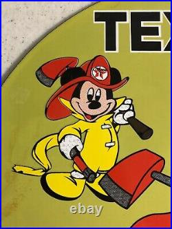 Vintage 1967 Texaco Fire-chief Gasoline Porcelain Gas Pump Sign Mickey Donald