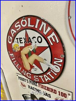 Vintage 1969 Cowgirl Texaco Porcelain Sign Gas Pump Station Petroleum Route 66