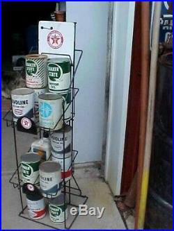 Vintage 1970's Antique Texaco Oil Can Display Rack Gas Pump Service Station
