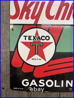 Vintage 1990 Repro Porcelain Texaco Sky Chief Gas Pump Plate GREAT FOR RESTO