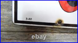 Vintage 3-40 1940 Texaco Fire Chief Gas Pump Plate Porcelain Sign All Original