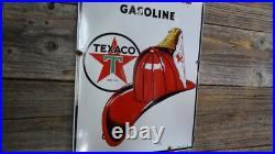 Vintage 3-40 1940 Texaco Fire Chief Gas Pump Plate Porcelain Sign All Original