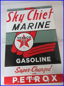 Vintage Advertising Texaco Sky Chief Marine Gas Pump Plate Automobilia C-822
