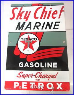 Vintage Advertising Texaco Sky Chief Marine Porcelain Gas Pump Plate C-822