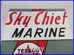 Vintage Advertising Texaco Sky Chief Marine Porcelain Gas Pump Plate C-822