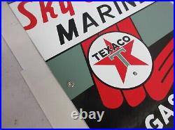 Vintage Advertising Texaco Sky Chief Marine Porcelain Gas Pump Plate C-822