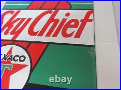 Vintage Advertising Texaco Sky Chief Porcelain Gas Pump Plate Automobilia C-809