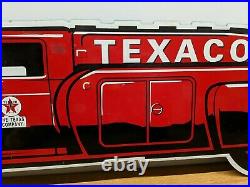 Vintage Antique Large 36 Texaco Motor Oil Tanker Gas Pump Sign Diecut Truck