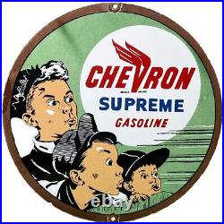 Vintage Chevron Gasoline Porcelain Sign Gas Station Pump Motor Oil Service Vintage Chevron Gasoline Porcelain Sign Gas Station Pump Motor Oil Service