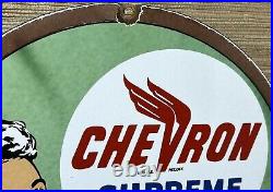 Vintage Chevron Gasoline Porcelain Sign Gas Station Pump Motor Oil Service Vintage Chevron Gasoline Porcelain Sign Gas Station Pump Motor Oil Service