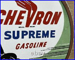 Vintage Chevron Gasoline Porcelain Sign Gas Station Pump Motor Oil Service Vintage Chevron Gasoline Porcelain Sign Gas Station Pump Motor Oil Service