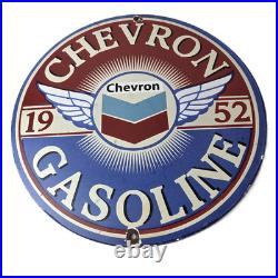 Vintage Chevron Gasoline Sign Gas Pump Service Advertisement Porcelain Sign