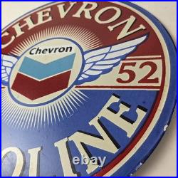 Vintage Chevron Gasoline Sign Gas Pump Service Advertisement Porcelain Sign