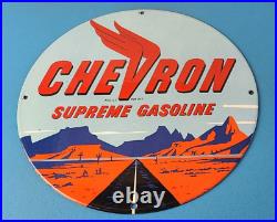 Vintage Chevron Gasoline Sign Supreme Gas Pump Service Porcelain Sign Vintage Chevron Gasoline Sign Supreme Gas Pump Service Porcelain Sign