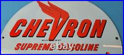 Vintage Chevron Gasoline Sign Supreme Gas Pump Service Porcelain Sign Vintage Chevron Gasoline Sign Supreme Gas Pump Service Porcelain Sign