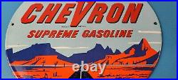 Vintage Chevron Gasoline Sign Supreme Gas Pump Service Porcelain Sign Vintage Chevron Gasoline Sign Supreme Gas Pump Service Porcelain Sign