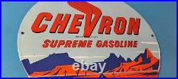 Vintage Chevron Gasoline Sign Supreme Gas Pump Service Porcelain Sign Vintage Chevron Gasoline Sign Supreme Gas Pump Service Porcelain Sign