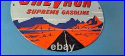 Vintage Chevron Gasoline Sign Supreme Gas Pump Service Porcelain Sign Vintage Chevron Gasoline Sign Supreme Gas Pump Service Porcelain Sign