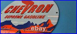 Vintage Chevron Gasoline Sign Supreme Gas Pump Service Porcelain Sign Vintage Chevron Gasoline Sign Supreme Gas Pump Service Porcelain Sign