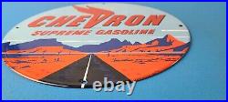 Vintage Chevron Gasoline Sign Supreme Gas Pump Service Porcelain Sign Vintage Chevron Gasoline Sign Supreme Gas Pump Service Porcelain Sign