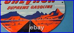 Vintage Chevron Gasoline Sign Supreme Gas Pump Service Porcelain Sign Vintage Chevron Gasoline Sign Supreme Gas Pump Service Porcelain Sign