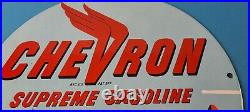 Vintage Chevron Gasoline Sign Supreme Gas Pump Service Porcelain Sign Vintage Chevron Gasoline Sign Supreme Gas Pump Service Porcelain Sign