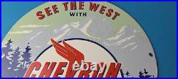 Vintage Chevron Gasoline Sign West Supreme Gas Pump Service Porcelain Sign Vintage Chevron Gasoline Sign West Supreme Gas Pump Service Porcelain Sign