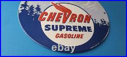 Vintage Chevron Gasoline Sign West Supreme Gas Pump Service Porcelain Sign Vintage Chevron Gasoline Sign West Supreme Gas Pump Service Porcelain Sign