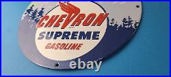 Vintage Chevron Gasoline Sign West Supreme Gas Pump Service Porcelain Sign Vintage Chevron Gasoline Sign West Supreme Gas Pump Service Porcelain Sign