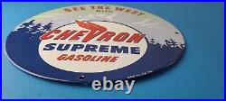 Vintage Chevron Gasoline Sign West Supreme Gas Pump Service Porcelain Sign Vintage Chevron Gasoline Sign West Supreme Gas Pump Service Porcelain Sign
