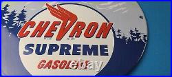 Vintage Chevron Gasoline Sign West Supreme Gas Pump Service Porcelain Sign Vintage Chevron Gasoline Sign West Supreme Gas Pump Service Porcelain Sign