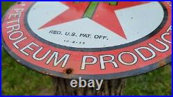 Vintage Dated 1933 Texaco Star Gasoline Motor Oil Porcelain Enamel Gas Pump Sign