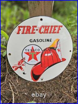 Vintage Dated 1940 Texaco Fire Chief Gasoline Porcelain Gas Station Sign 12 Vintage Dated 1940 Texaco Fire Chief Gasoline Porcelain Gas Station Sign 12