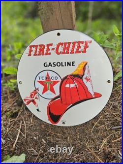 Vintage Dated 1940 Texaco Fire Chief Gasoline Porcelain Gas Station Sign 12 Vintage Dated 1940 Texaco Fire Chief Gasoline Porcelain Gas Station Sign 12