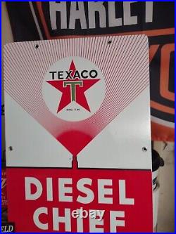Vintage Dated 1962 Texaco Fuel Chief Gas Porcelain Oil Station Pump Plate Sign