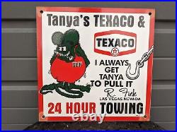 Vintage Dated'63 Texaco Gasoline Motor Oil Porcelain Gas Sign Pump Gas Station