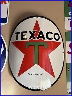 Vintage Design Texaco 15 Curved Pump Plate Porcelain Pump Sign Gas Oil