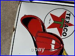 Vintage Design Texaco Fire Chief Gasoline Porcelain convexed Pump Plate