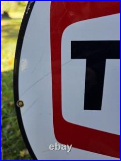 Vintage Double Sided Trust Texaco Products Porcelain Gas Station Sign 24