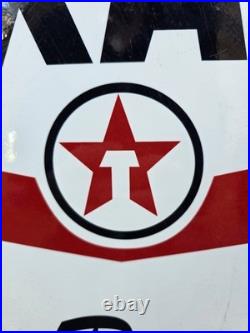 Vintage Double Sided Trust Texaco Products Porcelain Gas Station Sign 24