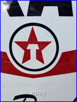 Vintage Double Sided Trust Texaco Products Porcelain Gas Station Sign 24