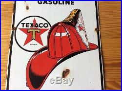 Vintage Fire-Chief Texaco Porcelain Gas and Oil Pump Plate