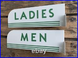 Vintage Flange Texaco Restroom Men, Ladies Porcelain Gas Pump Station Sign Set