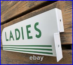 Vintage Flange Texaco Restroom Men, Ladies Porcelain Gas Pump Station Sign Set