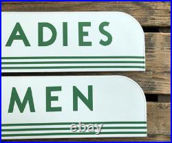 Vintage Flange Texaco Restroom Men, Ladies Porcelain Gas Pump Station Sign Set