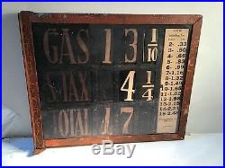 Vintage Gas Pump Pricer Sign Metal rare tin handy Quart Can Oil Texaco Shell Old