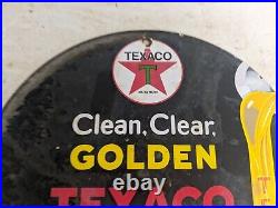 Vintage Golden Texaco Gasoline Motor Oil Porcelain Gas Station Pump Sign