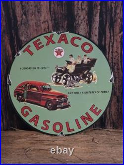 Vintage Green Texaco Gasoline Porcelain Gas Station Pump Sign 12